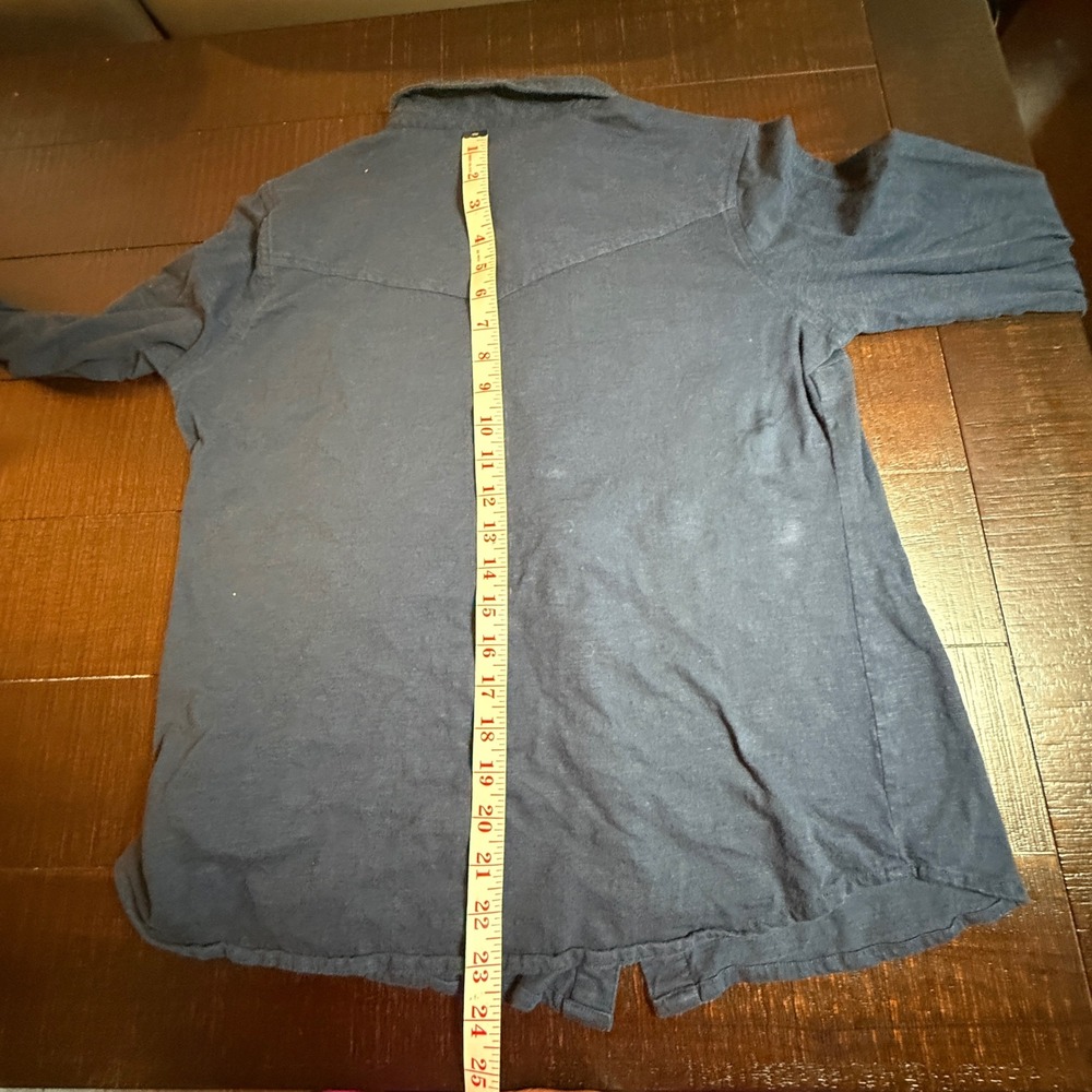 Shyanne Womens Western Pearl Snap Shirt Navy Cotton Long Sleeve Embroidered L - Picture 11 of 11